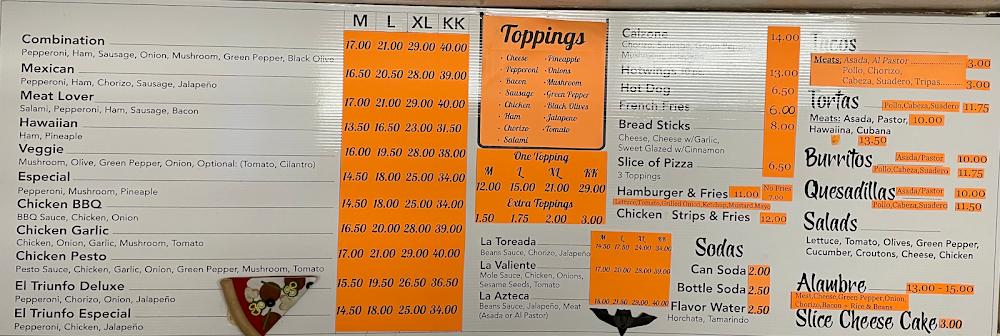 El Triunfo Pizzeria Menu image 2